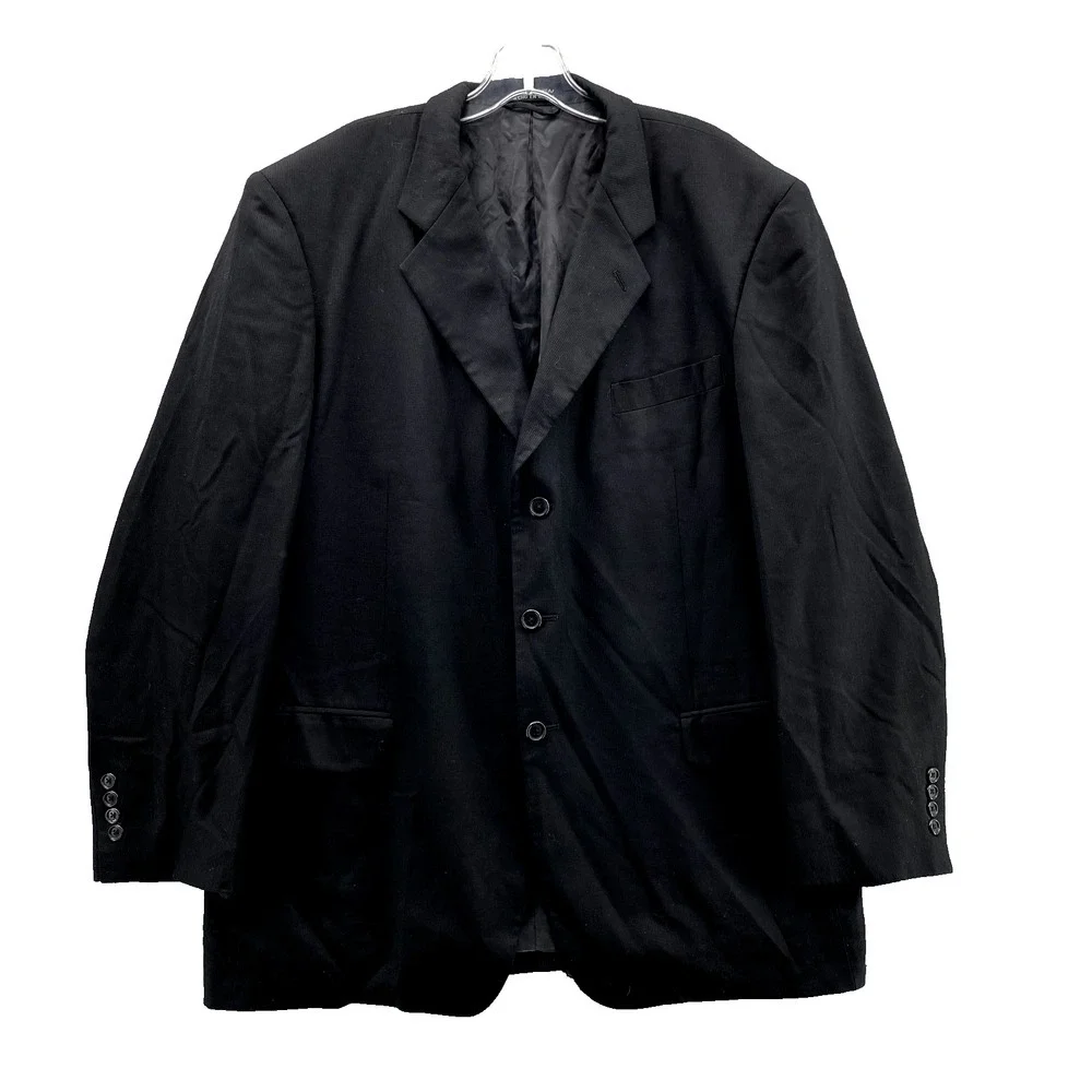 Vintage Stafford‎ Wool Blazer 44R Men's Black Sport Coat Corpcore 90's Business